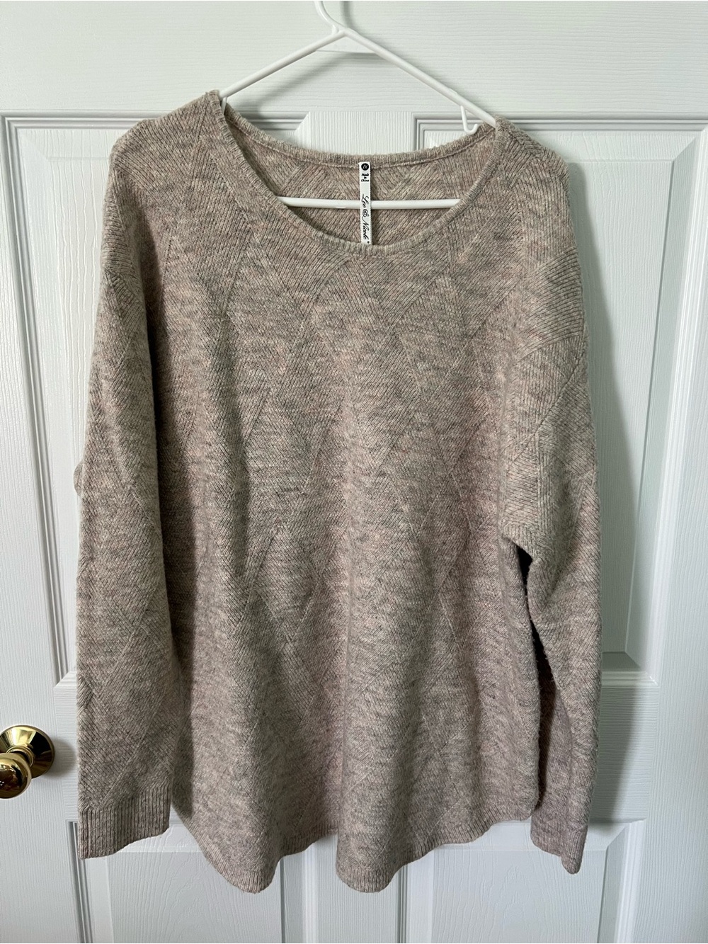 Leo & Nicole Neutral Taupe Crewneck Sweater